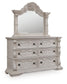 Andonhall  Upholstered Panel Bed With Mirrored Dresser Signature Design by Ashley®