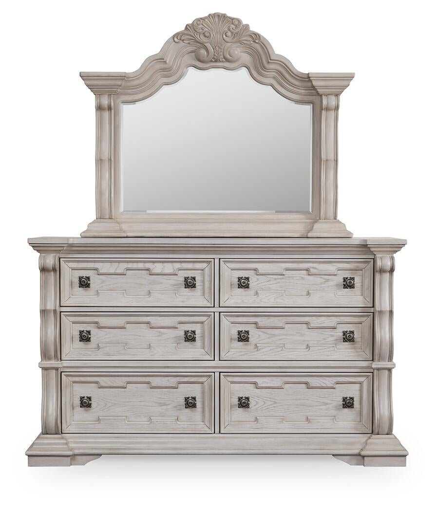 Andonhall  Upholstered Panel Bed With Mirrored Dresser Signature Design by Ashley®