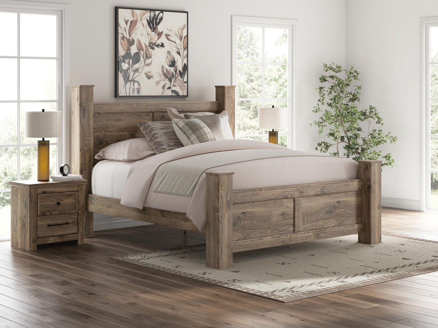 Keithland  Poster Bed, Dresser, Mirror And Nightstand