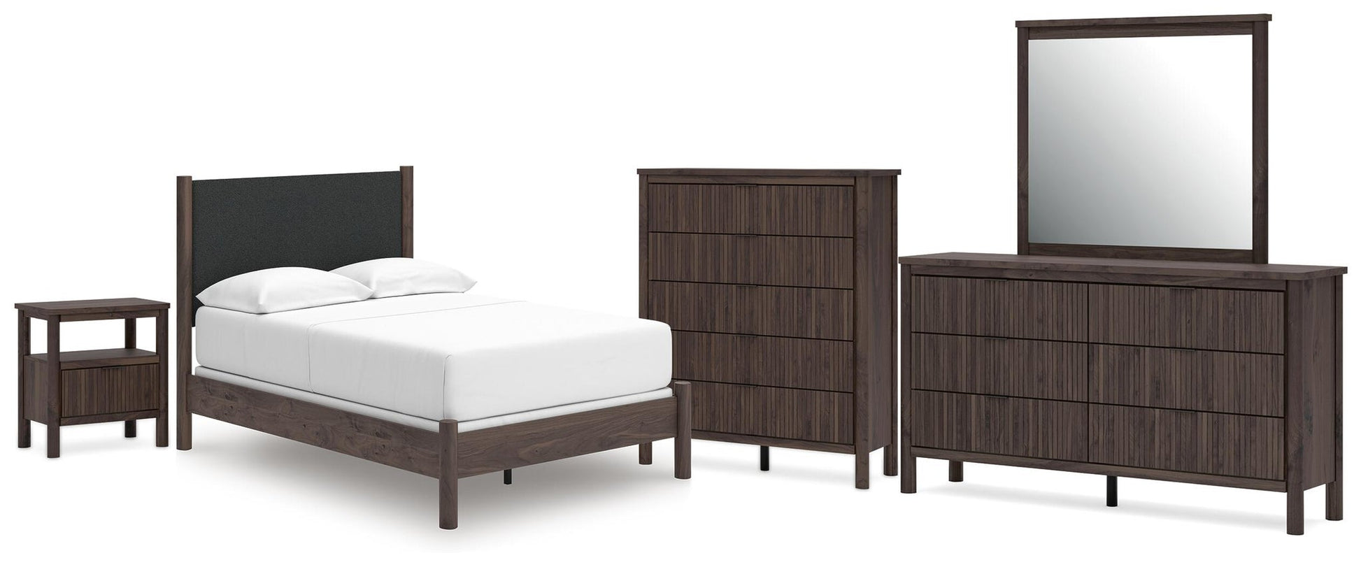 Cadmori  Upholstered Panel Bed, Dresser, Mirror, Chest And Nightstand Signature Design by Ashley®