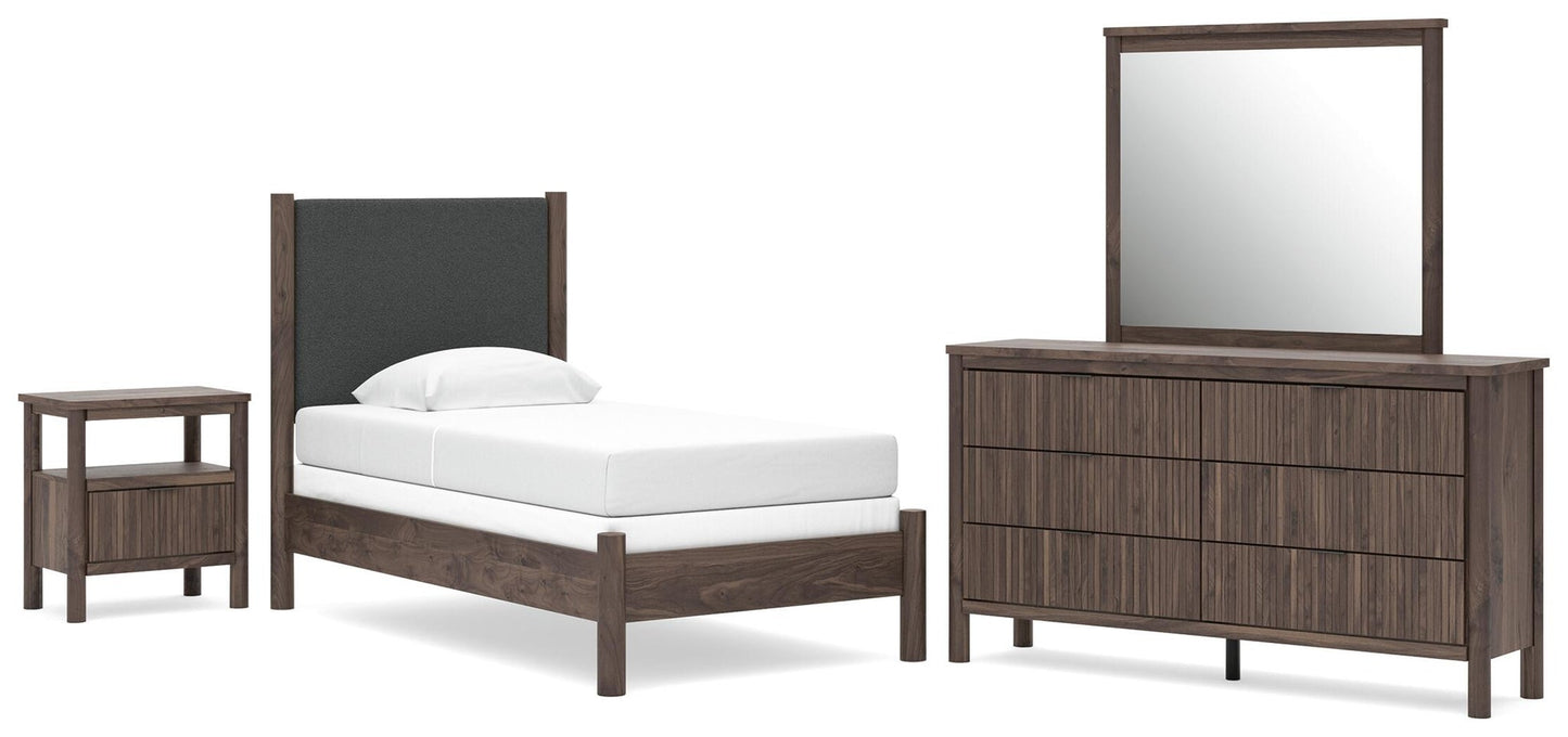 Cadmori  Upholstered Panel Bed, Dresser, Mirror And Nightstand Signature Design by Ashley®