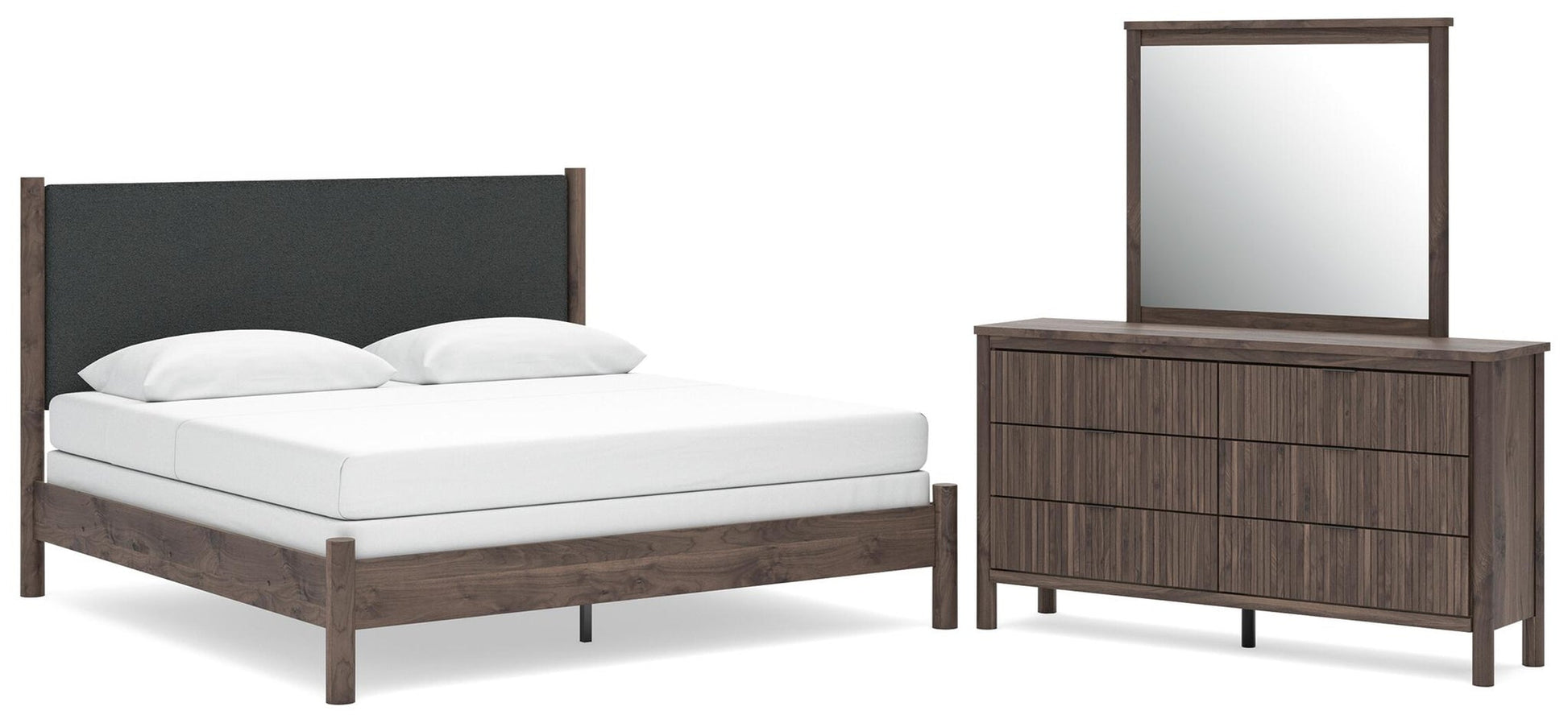 Cadmori  Upholstered Panel Bed, Dresser And Mirror Signature Design by Ashley®