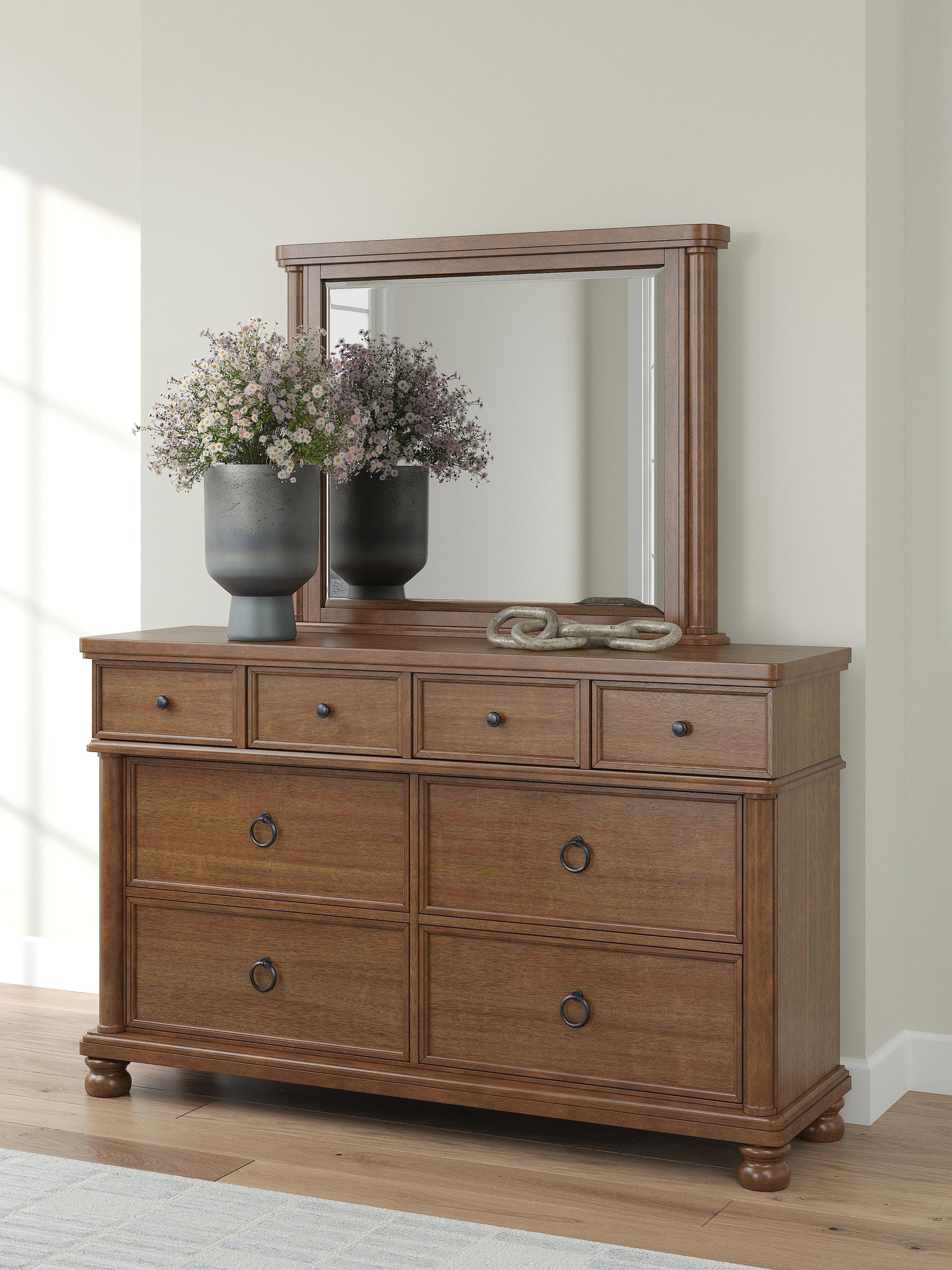 Chadworth  Poster Bed With Mirrored Dresser And Nightstand Signature Design by Ashley®