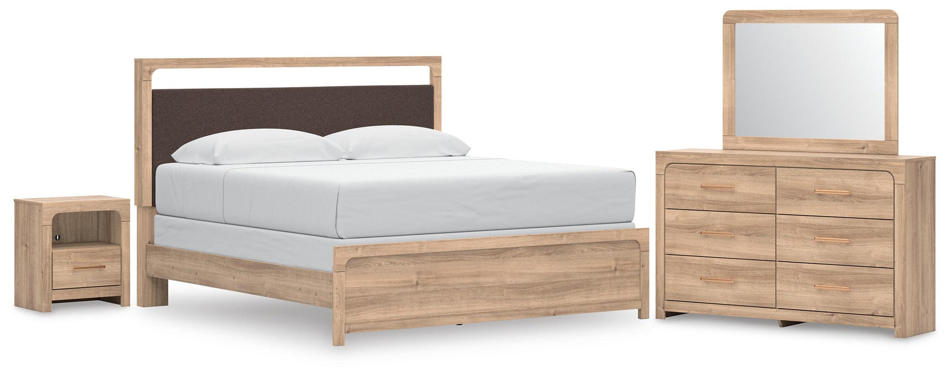 Hollymount  Upholstered Panel Bed, Dresser, Mirror And Nightstand Signature Design by Ashley®