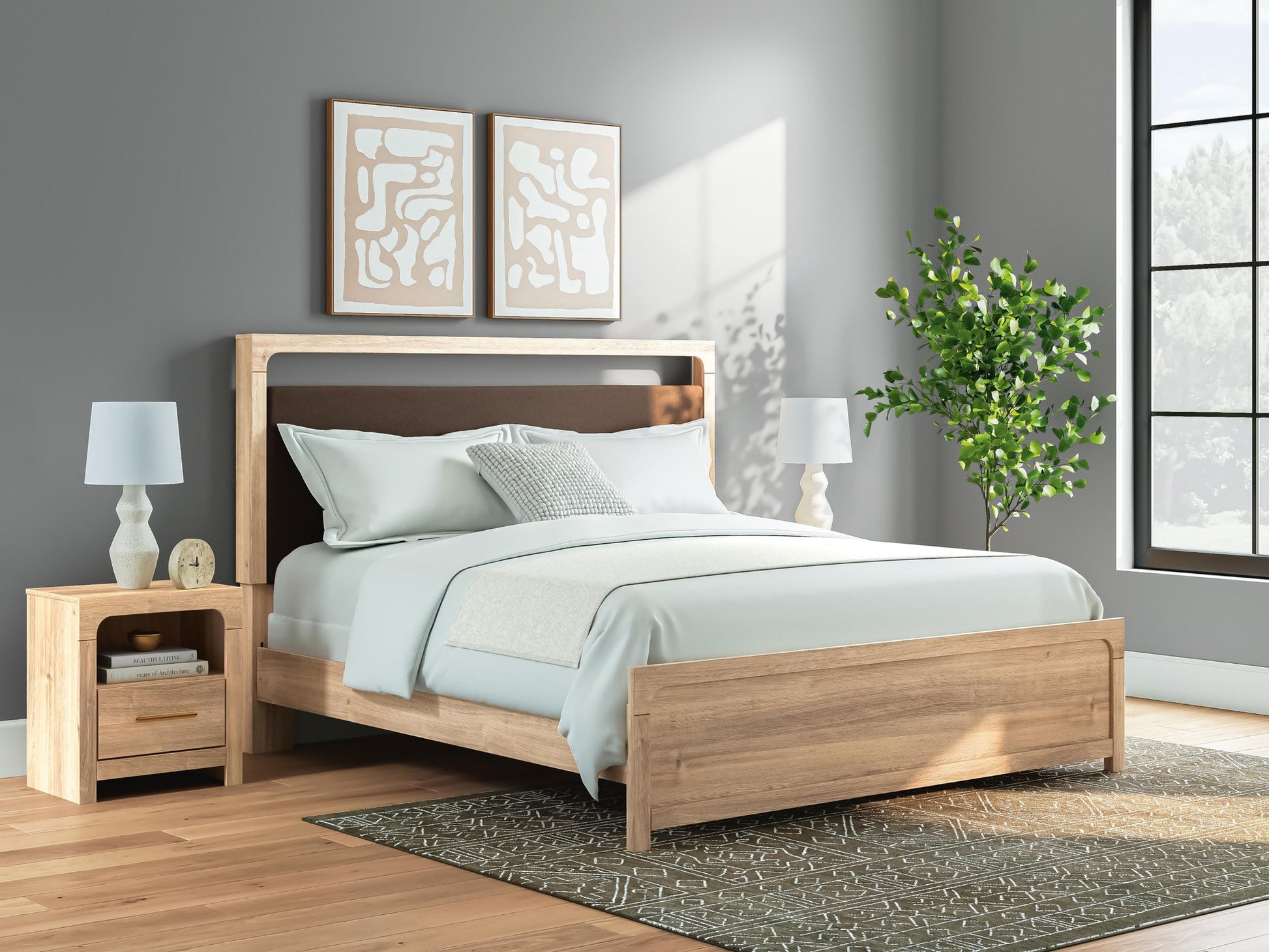 Hollymount  Upholstered Panel Bed, Dresser, Mirror And Nightstand Signature Design by Ashley®