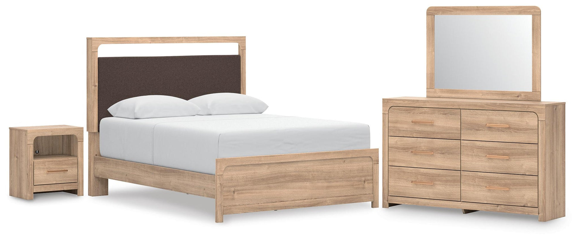 Hollymount  Upholstered Platform Bed, Dresser, Mirror And Nightstand Signature Design by Ashley®
