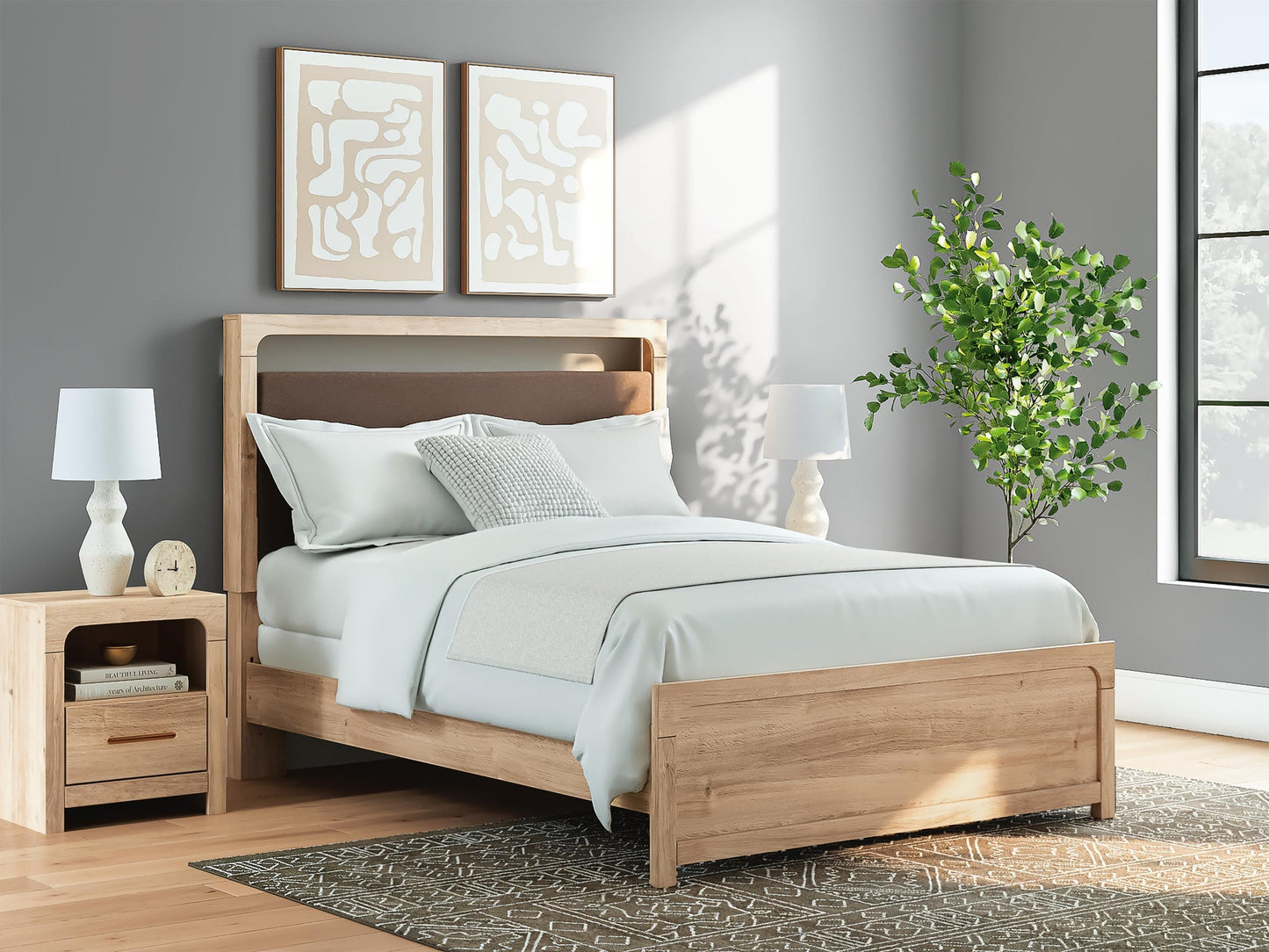 Hollymount  Upholstered Panel Bed, Dresser And Mirror Signature Design by Ashley®
