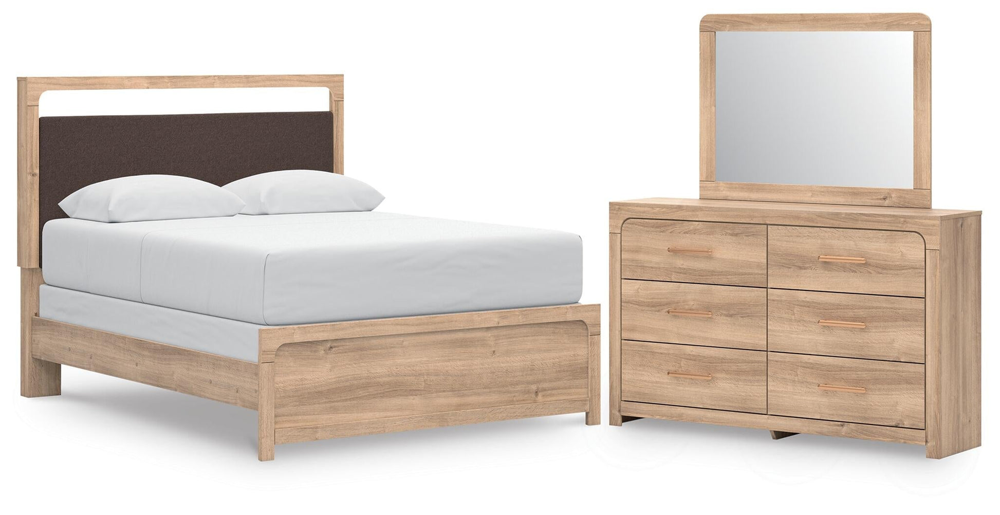 Hollymount  Upholstered Panel Bed, Dresser And Mirror Signature Design by Ashley®
