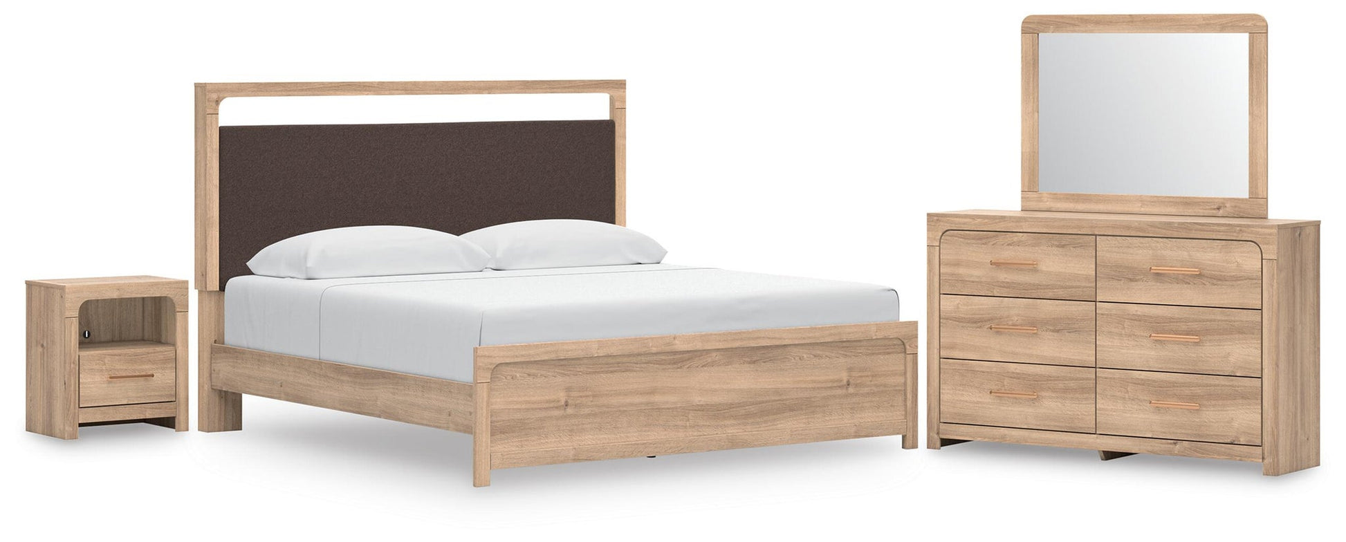 Hollymount  Upholstered Platform Bed, Dresser, Mirror And Nightstand Signature Design by Ashley®