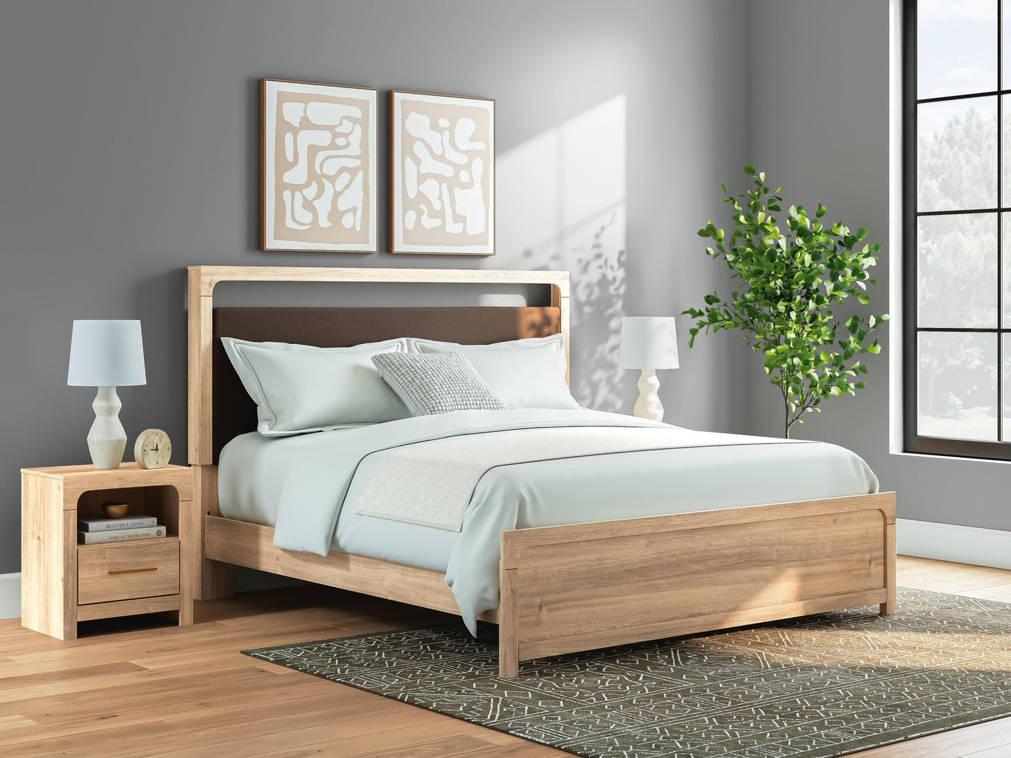 Hollymount  Upholstered Platform Bed, Dresser, Mirror And Nightstand Signature Design by Ashley®