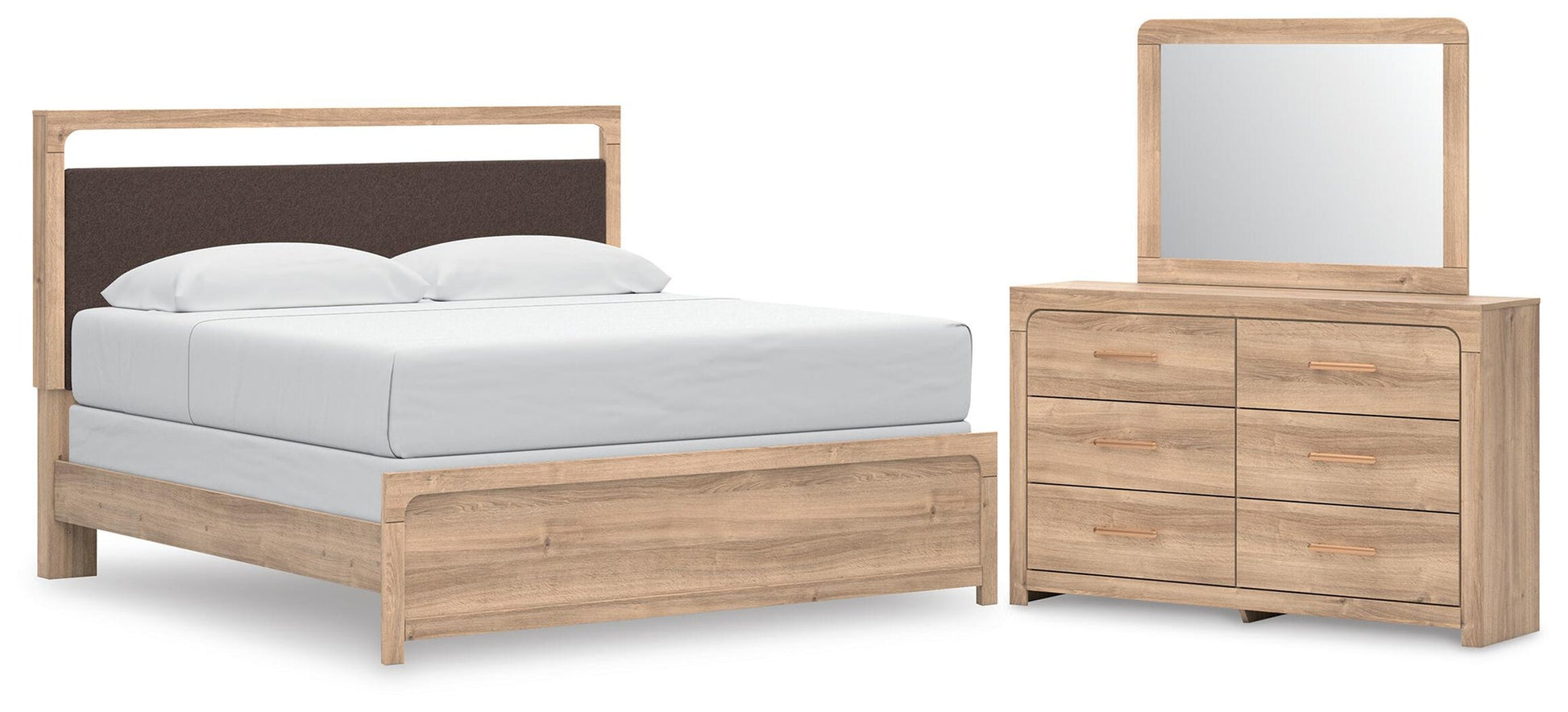 Hollymount  Upholstered Panel Bed, Dresser And Mirror Signature Design by Ashley®