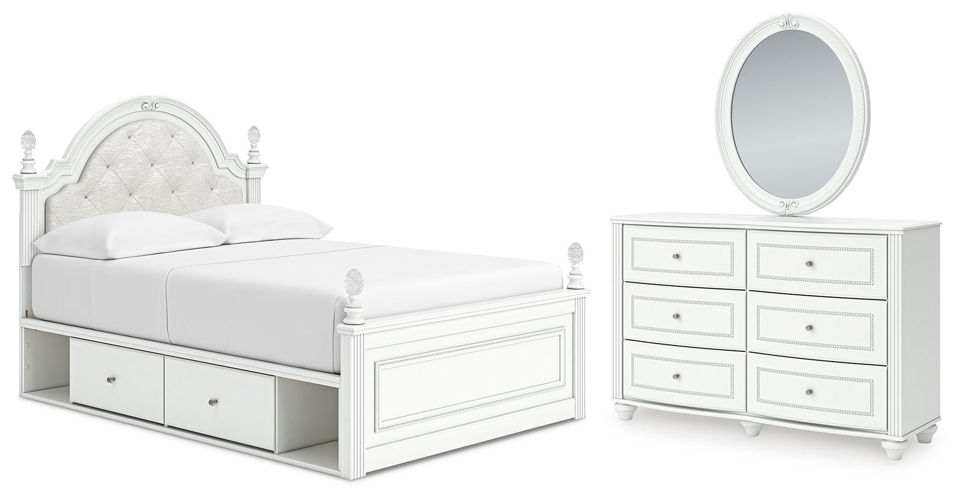 Maylilly  Upholstered Panel Storage Bed, Dresser And Mirror Signature Design by Ashley®
