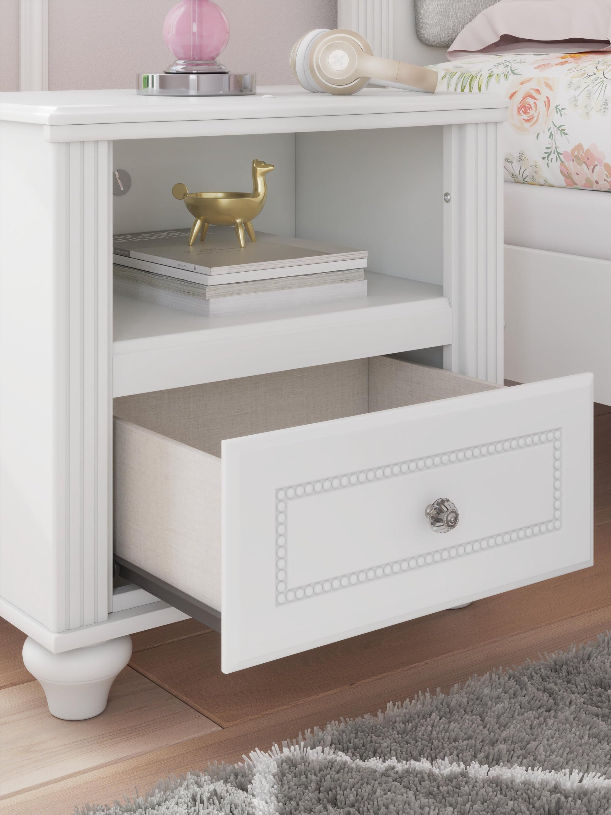 Maylilly  Upholstered Panel Storage Bed, Dresser, Mirror And Nightstand Signature Design by Ashley®