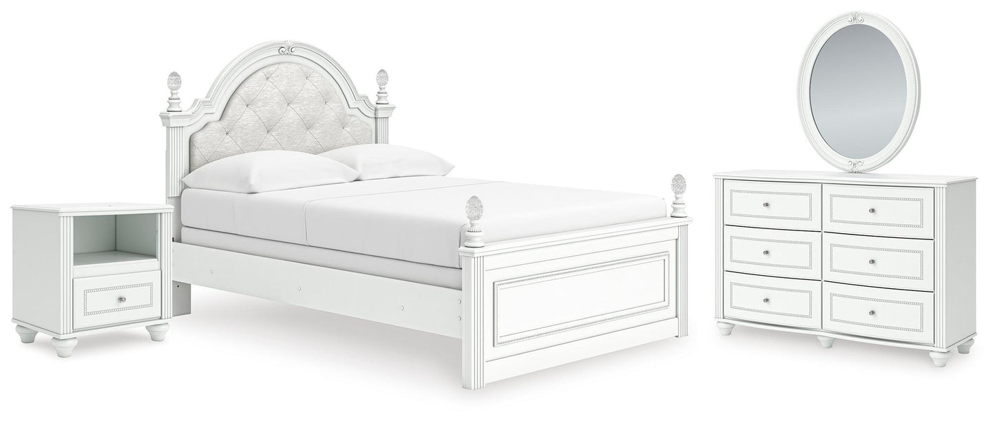 Maylilly  Upholstered Panel Bed, Dresser, Mirror And Nightstand Signature Design by Ashley®