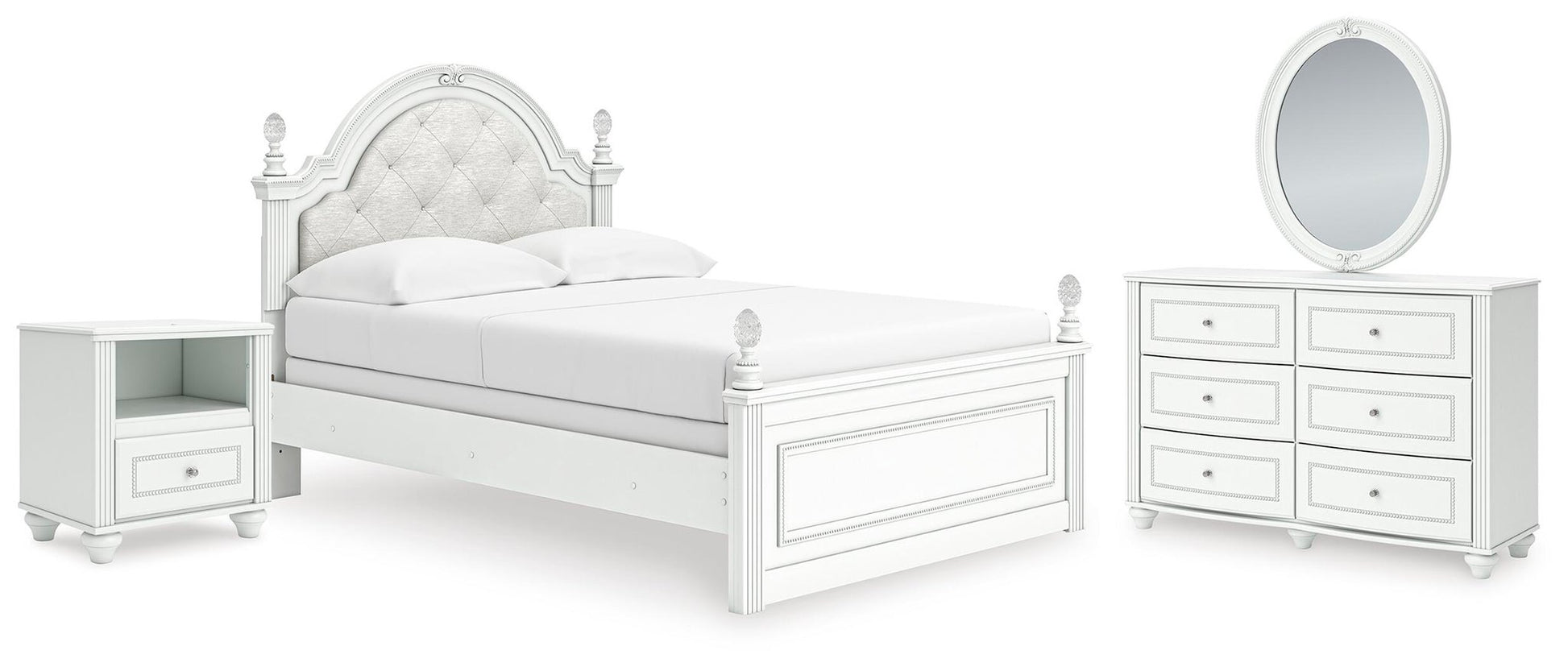 Maylilly  Upholstered Panel Bed, Dresser, Mirror And Nightstand Signature Design by Ashley®