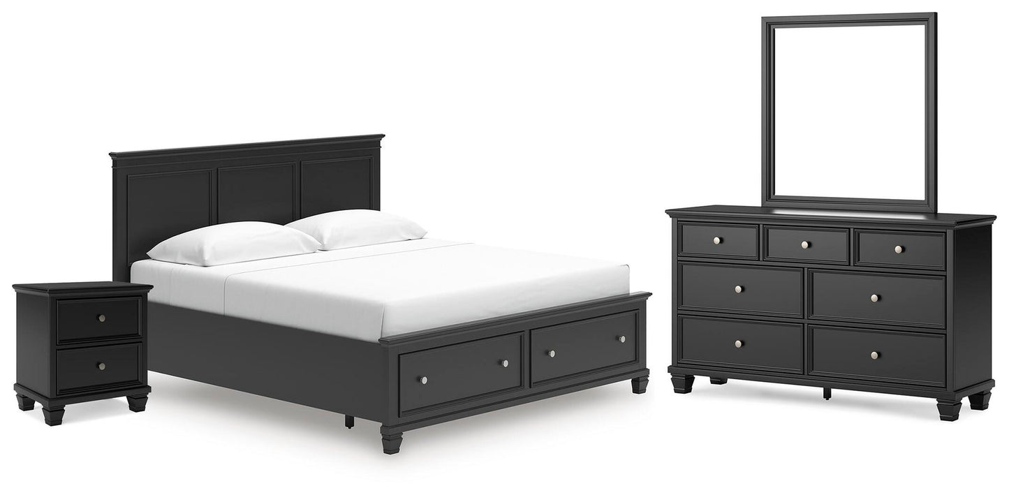 Lanolee  Panel Storage Bed, Dresser, Mirror And Nightstand