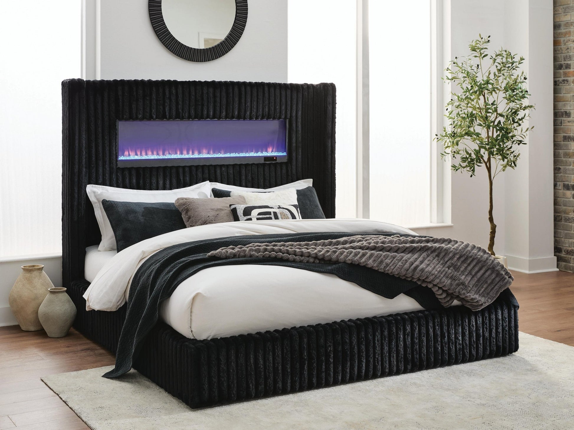 Tayleena  Upholstered Bed With Fireplace And Wireless Audio Signature Design by Ashley®