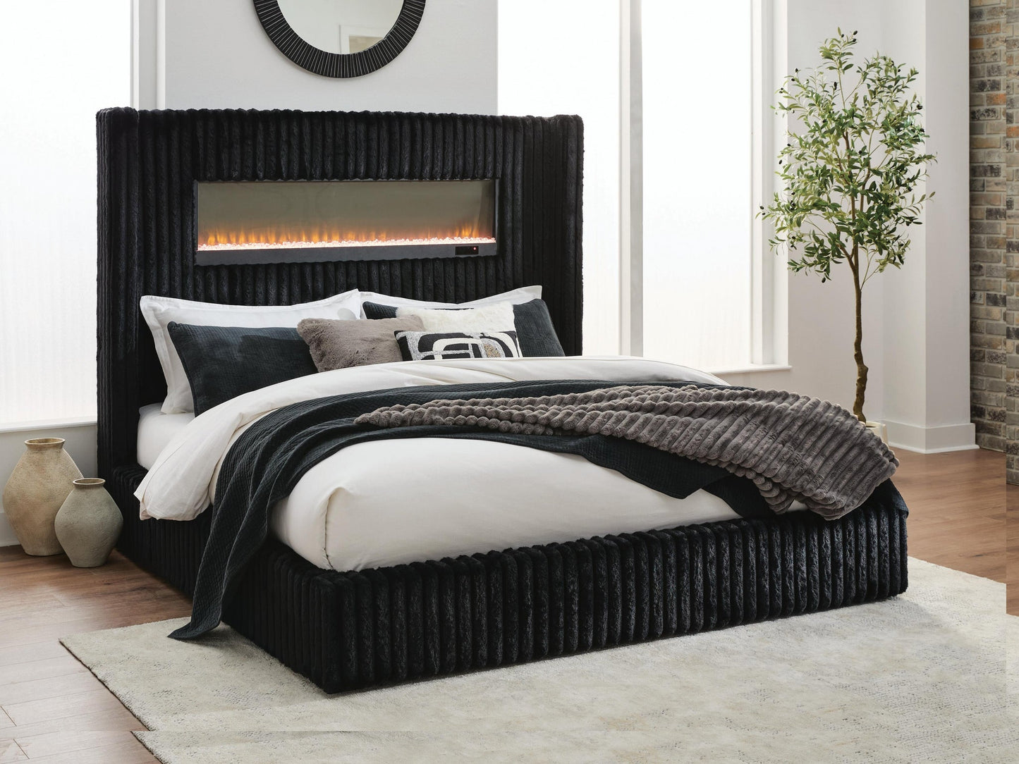 Tayleena  Upholstered Bed With Fireplace And Wireless Audio Signature Design by Ashley®