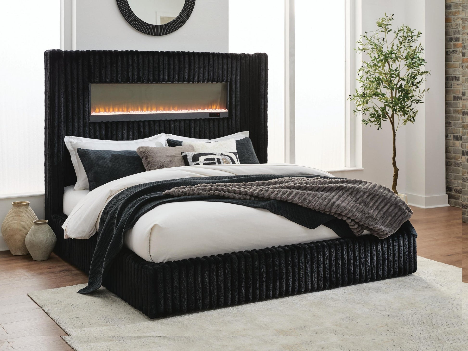 Tayleena  Upholstered Bed With Fireplace And Wireless Audio Signature Design by Ashley®