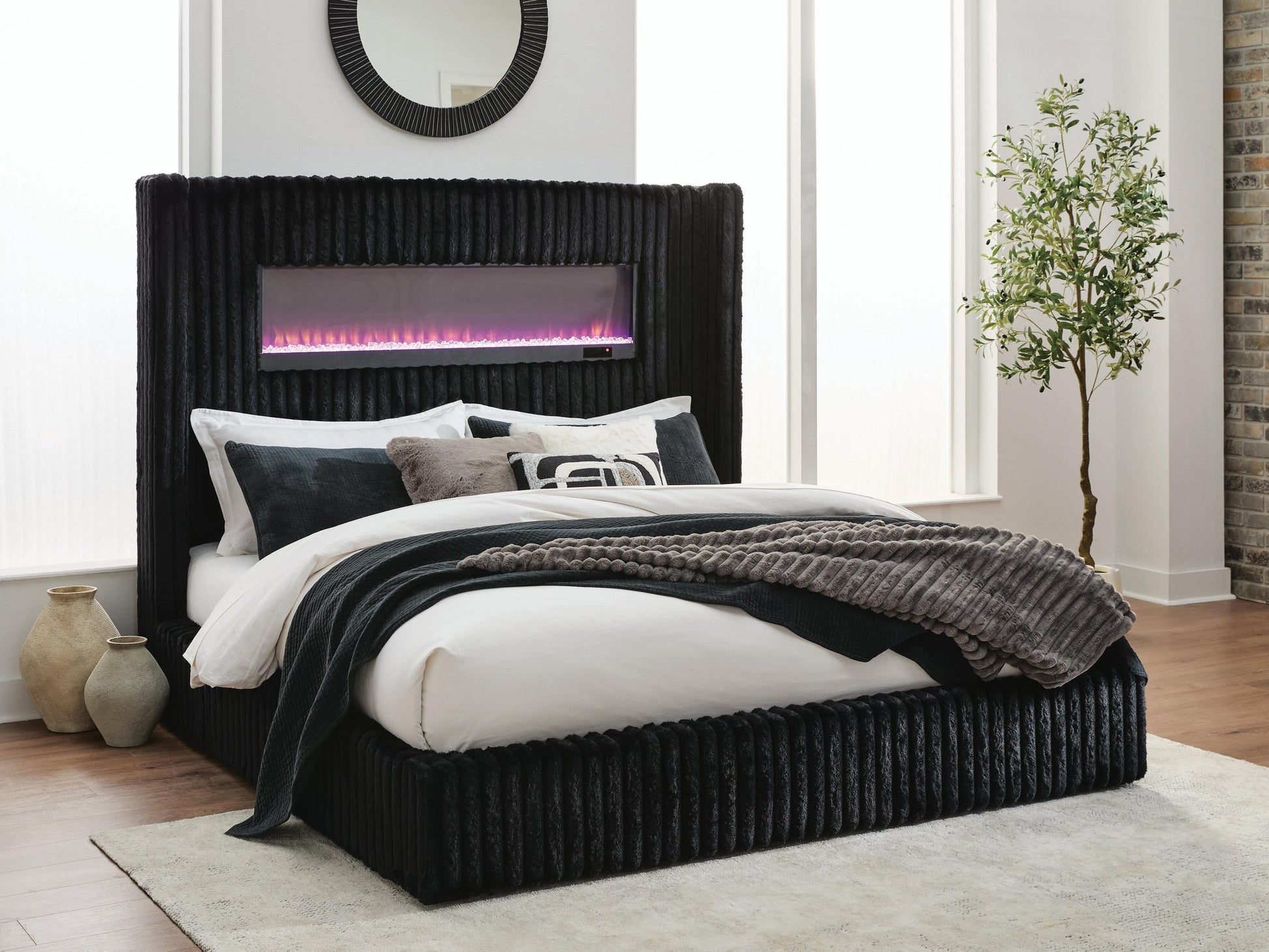 Tayleena  Upholstered Bed With Fireplace And Wireless Audio Signature Design by Ashley®