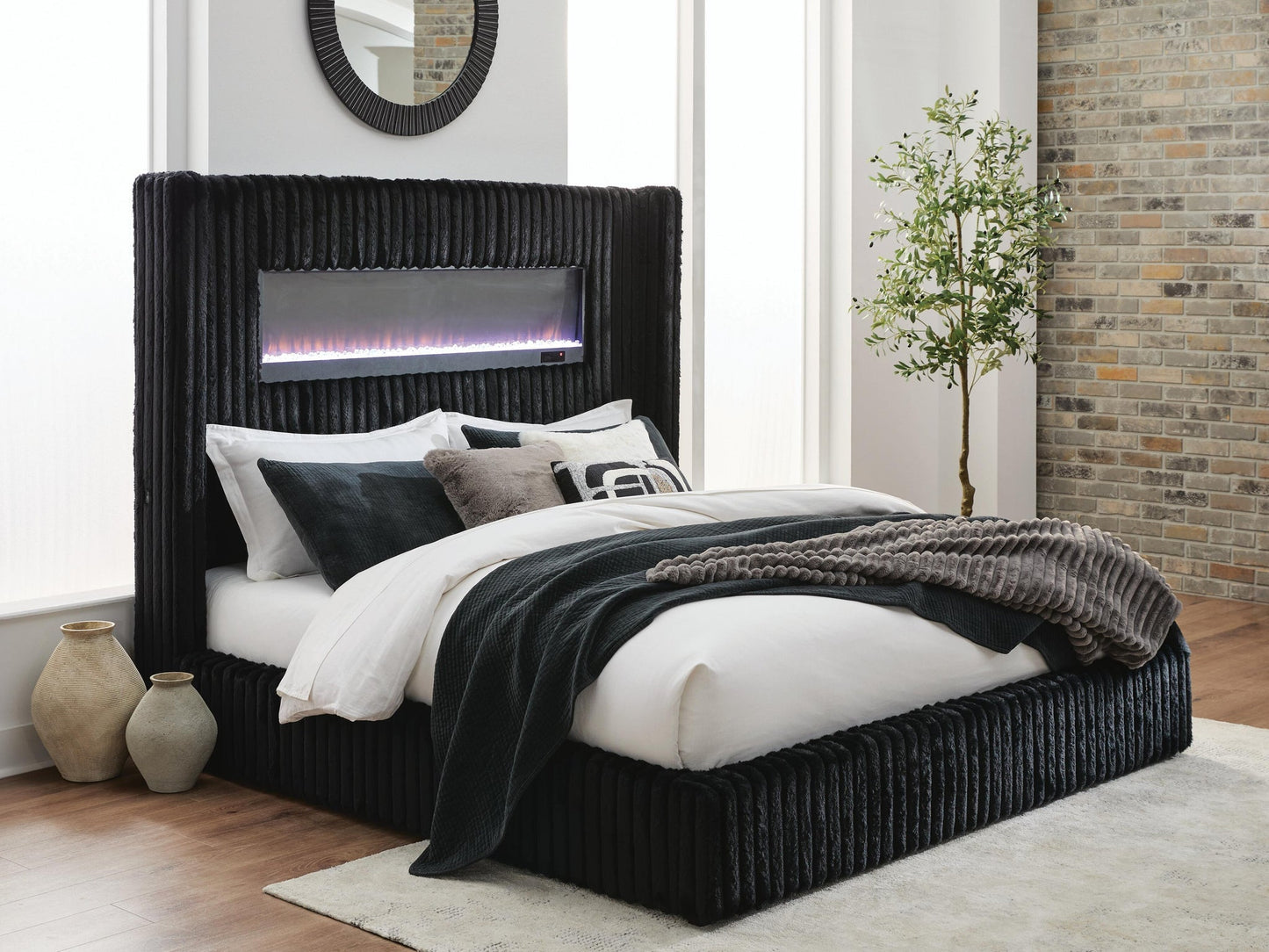 Tayleena  Upholstered Bed With Fireplace And Wireless Audio Signature Design by Ashley®