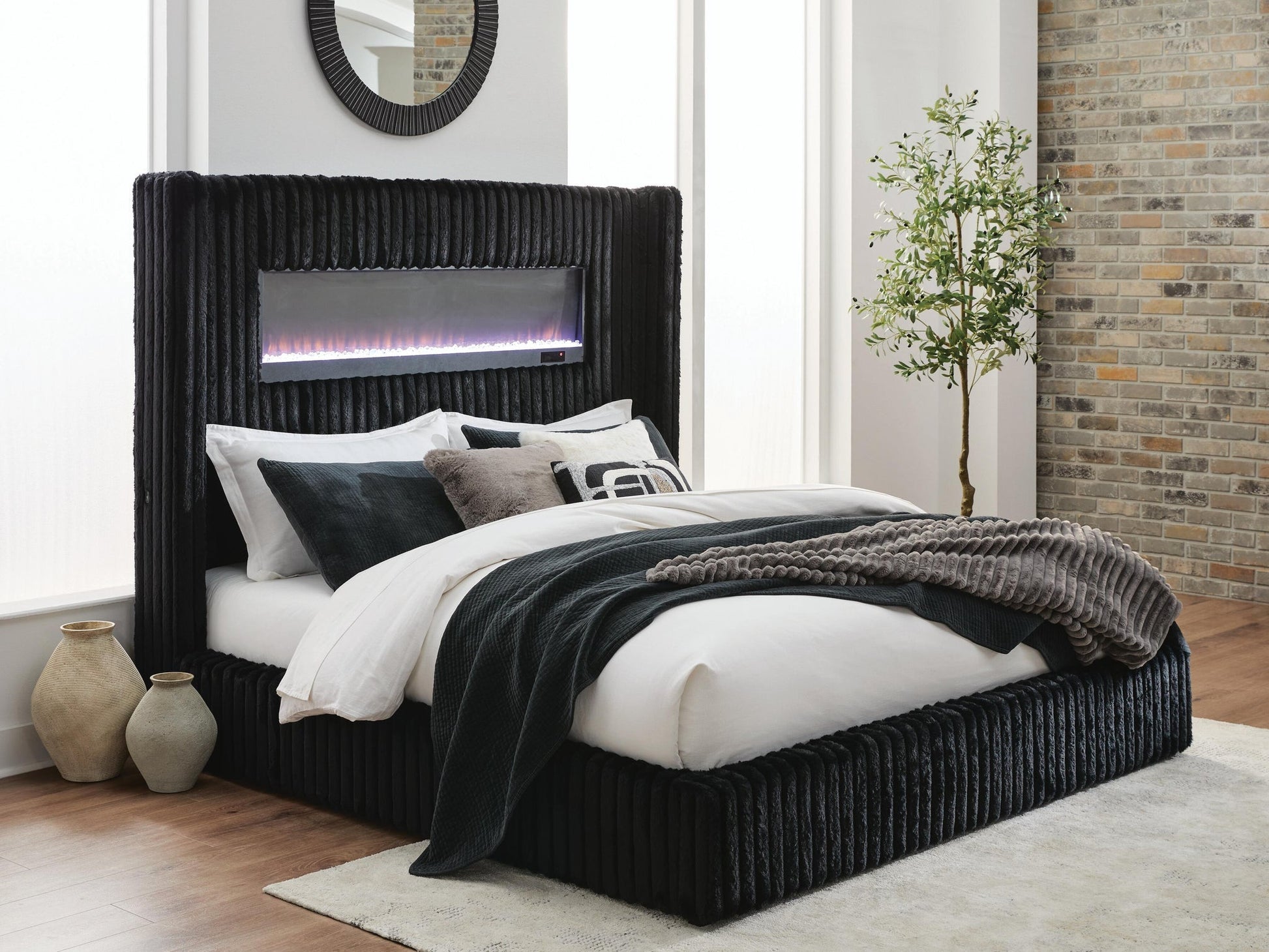 Tayleena  Upholstered Bed With Fireplace And Wireless Audio Signature Design by Ashley®