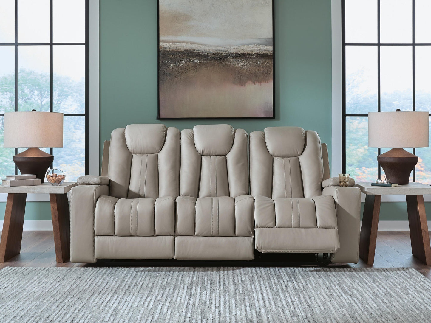 Elevate Edges REC Sofa w/Drop Down Table Signature Design by Ashley®