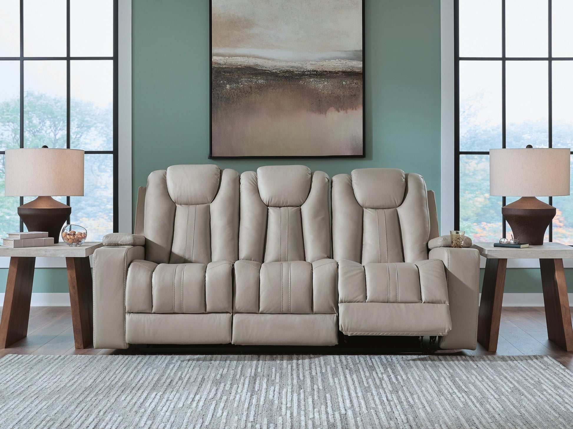 Elevate Edges REC Sofa w/Drop Down Table Signature Design by Ashley®