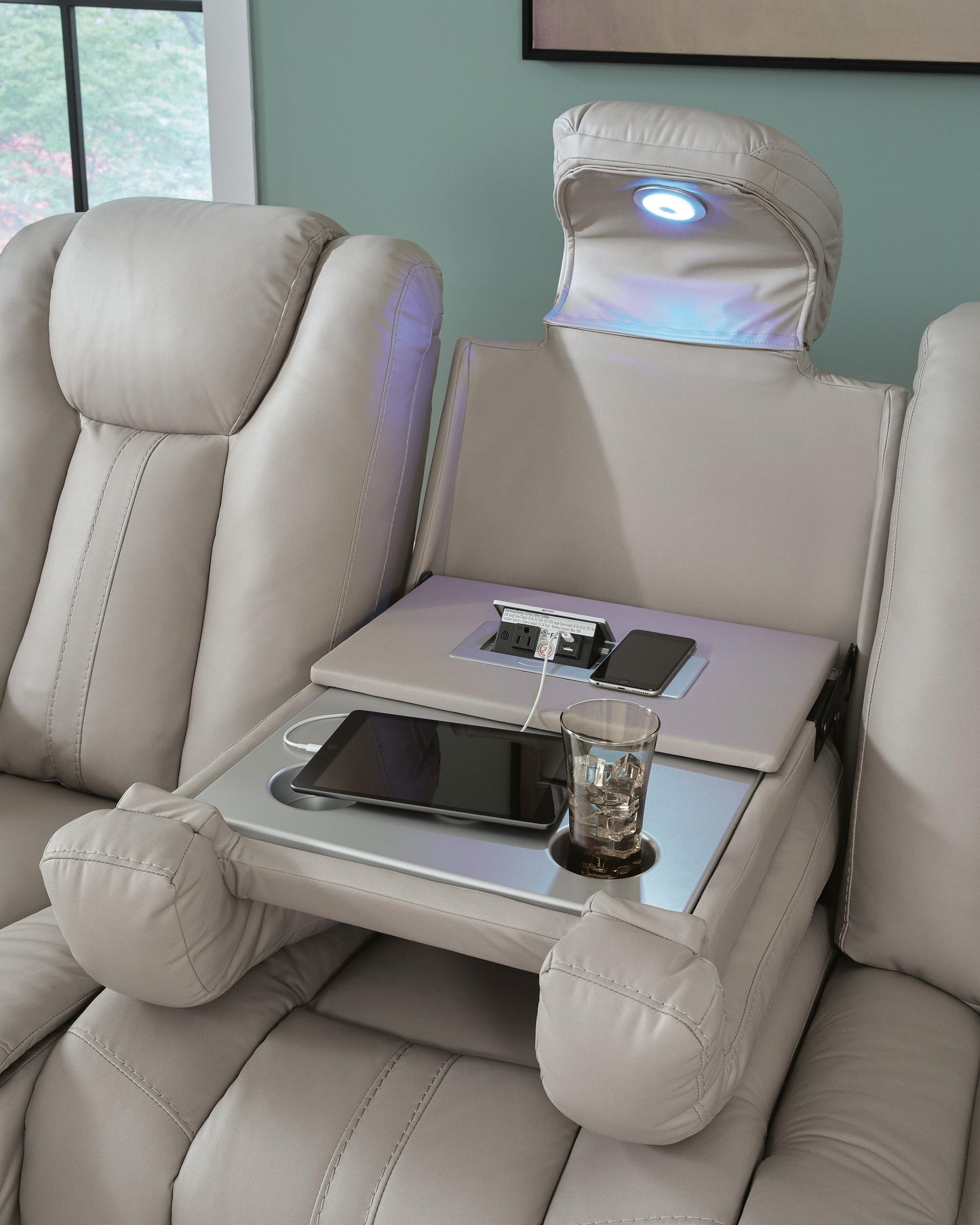 Elevate Edges REC Sofa w/Drop Down Table Signature Design by Ashley®