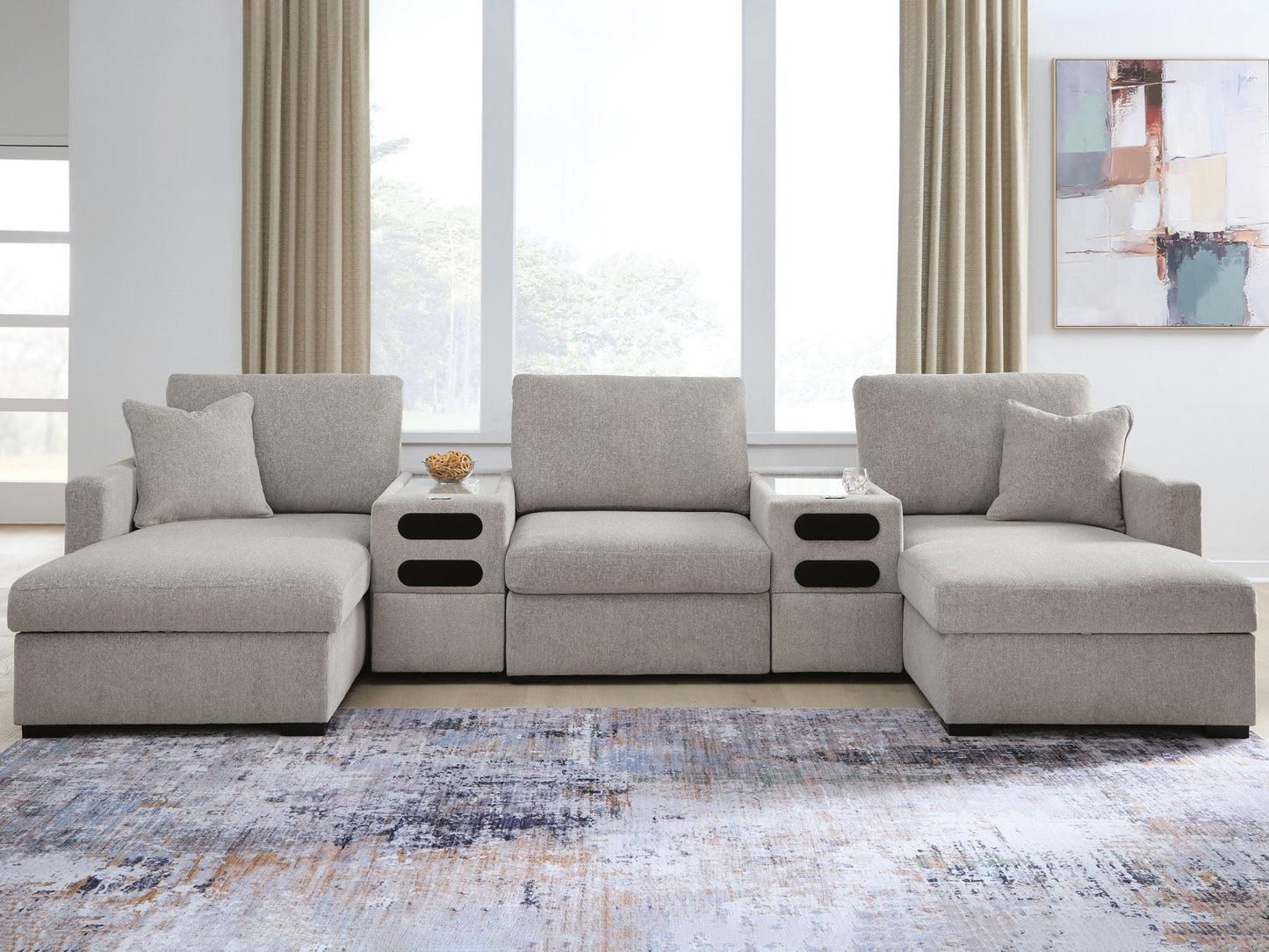 ModMax Luxe 5-Piece Double Chaise Sectional with Audio Consoles Benchcraft®