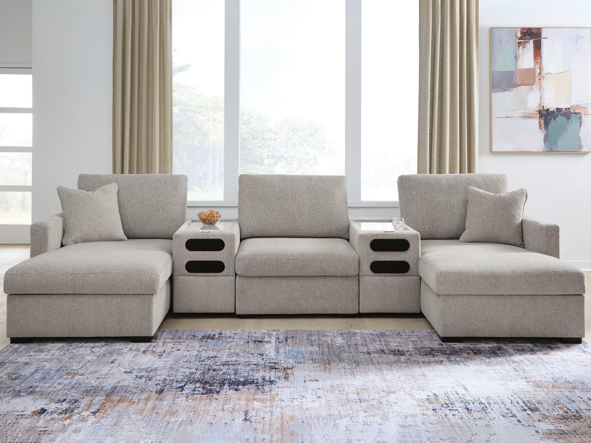 ModMax Luxe 5-Piece Double Chaise Sectional with Audio Consoles Benchcraft®