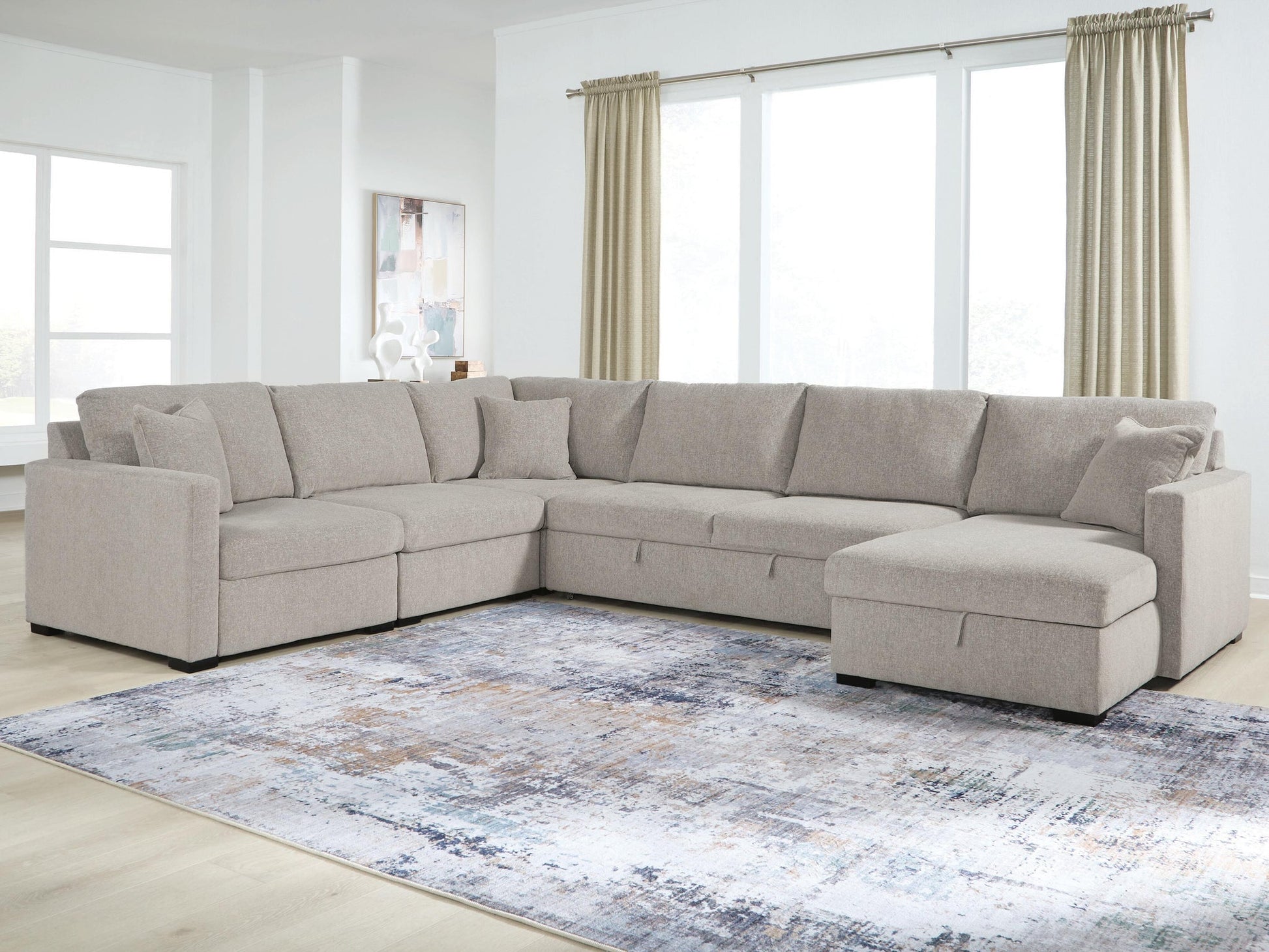 ModMax Luxe 5-Piece Sectional with Storage Chaise and Pop Up Sleeper Benchcraft®