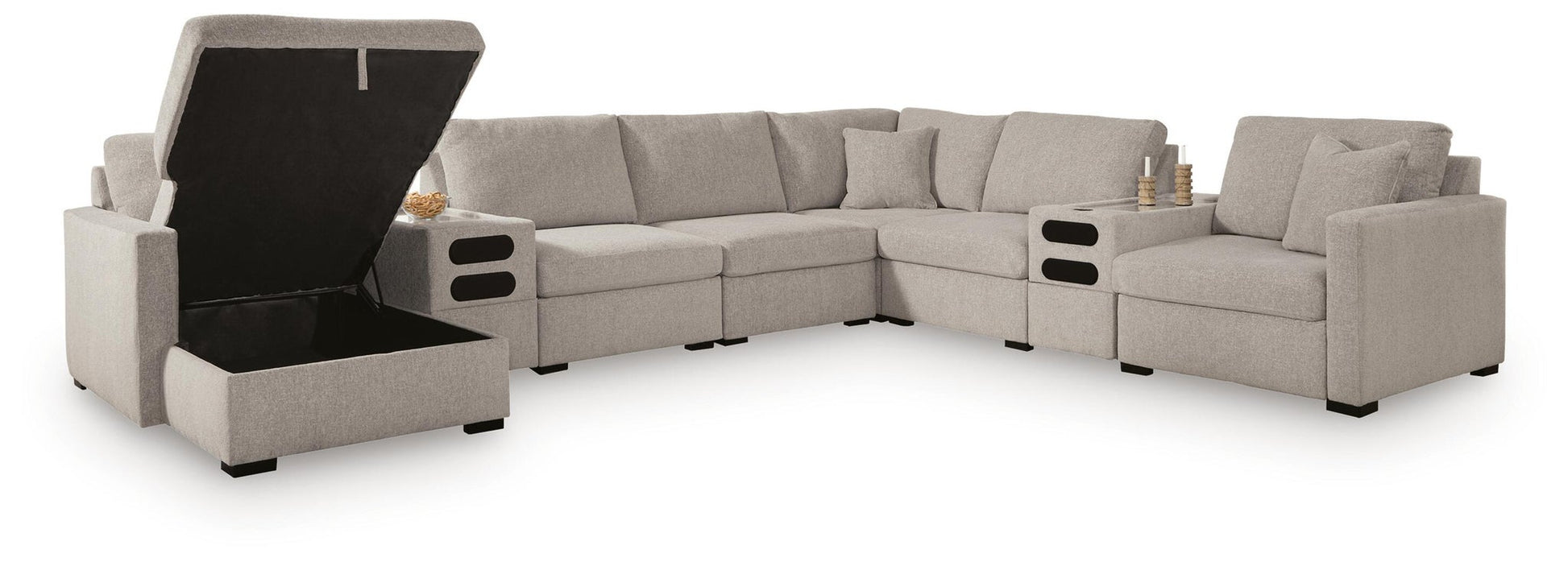 ModMax Luxe 8-Piece Sectional with Storage Chaise and Audio Consoles Benchcraft®