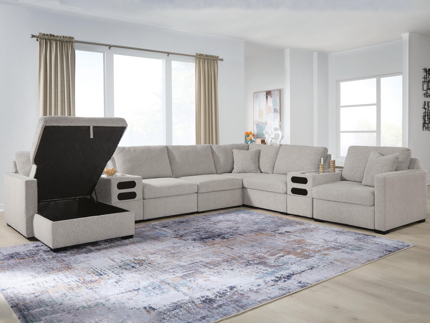 ModMax Luxe 8-Piece Sectional with Storage Chaise and Audio Consoles Benchcraft®