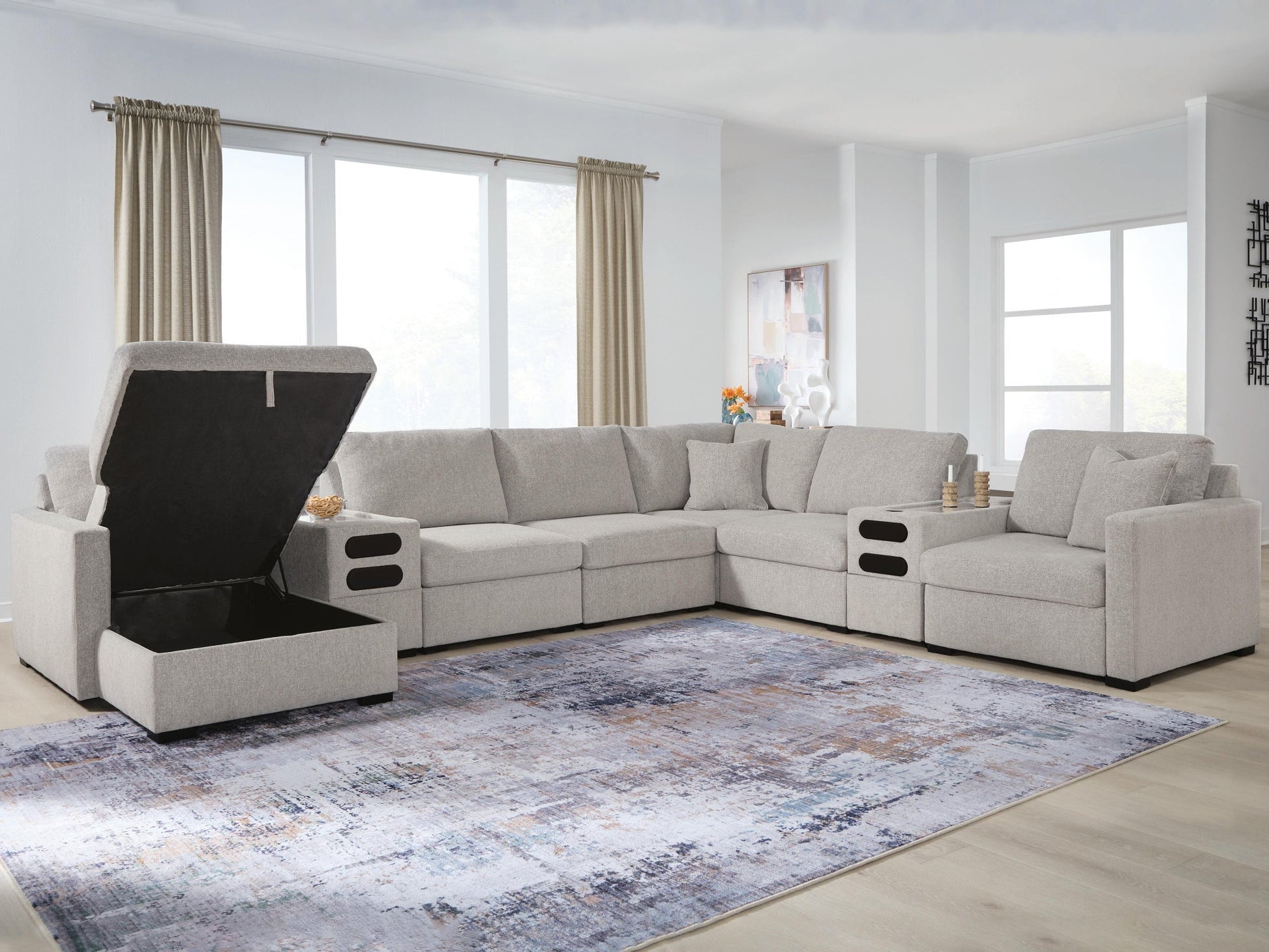 ModMax Luxe 8-Piece Sectional with Storage Chaise and Audio Consoles Benchcraft®