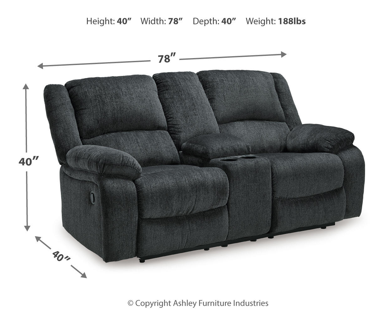 Draycoll DBL Rec Loveseat w/Console Signature Design by Ashley®