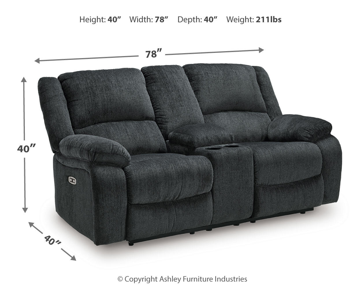 Draycoll DBL REC PWR Loveseat w/Console Signature Design by Ashley®