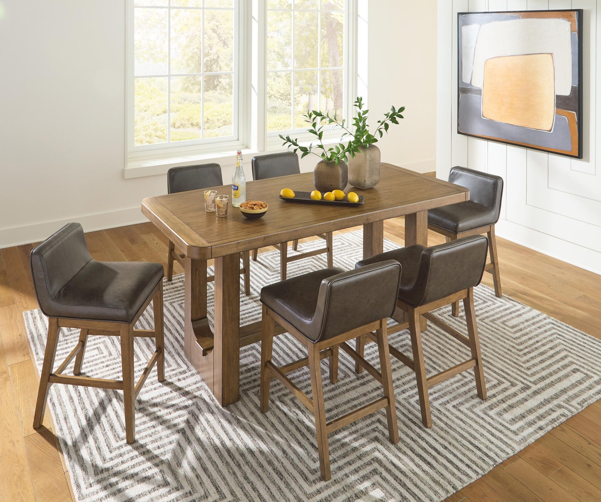 Cabalynn Counter Height Dining Table and 6 Barstools Signature Design by Ashley®