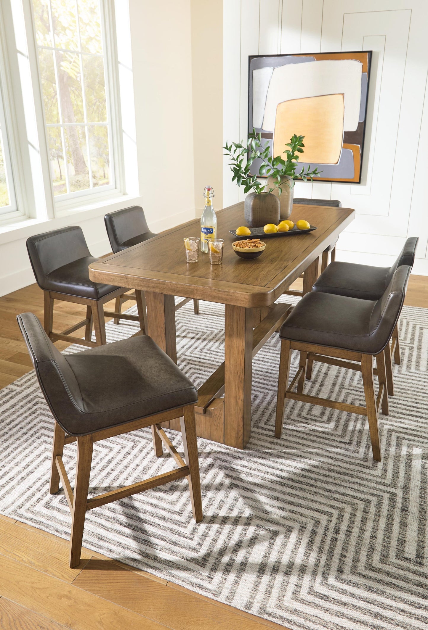 Cabalynn Counter Height Dining Table and 6 Barstools Signature Design by Ashley®
