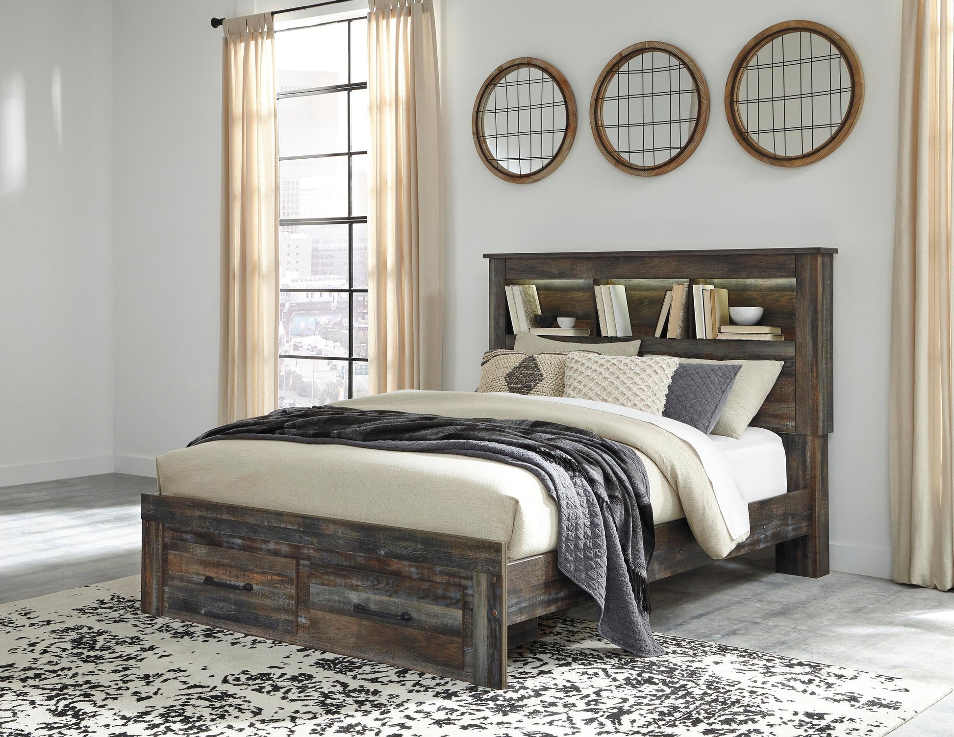 Drystan  Panel Bed With 2 Storage Drawers With Mirrored Dresser Signature Design by Ashley®