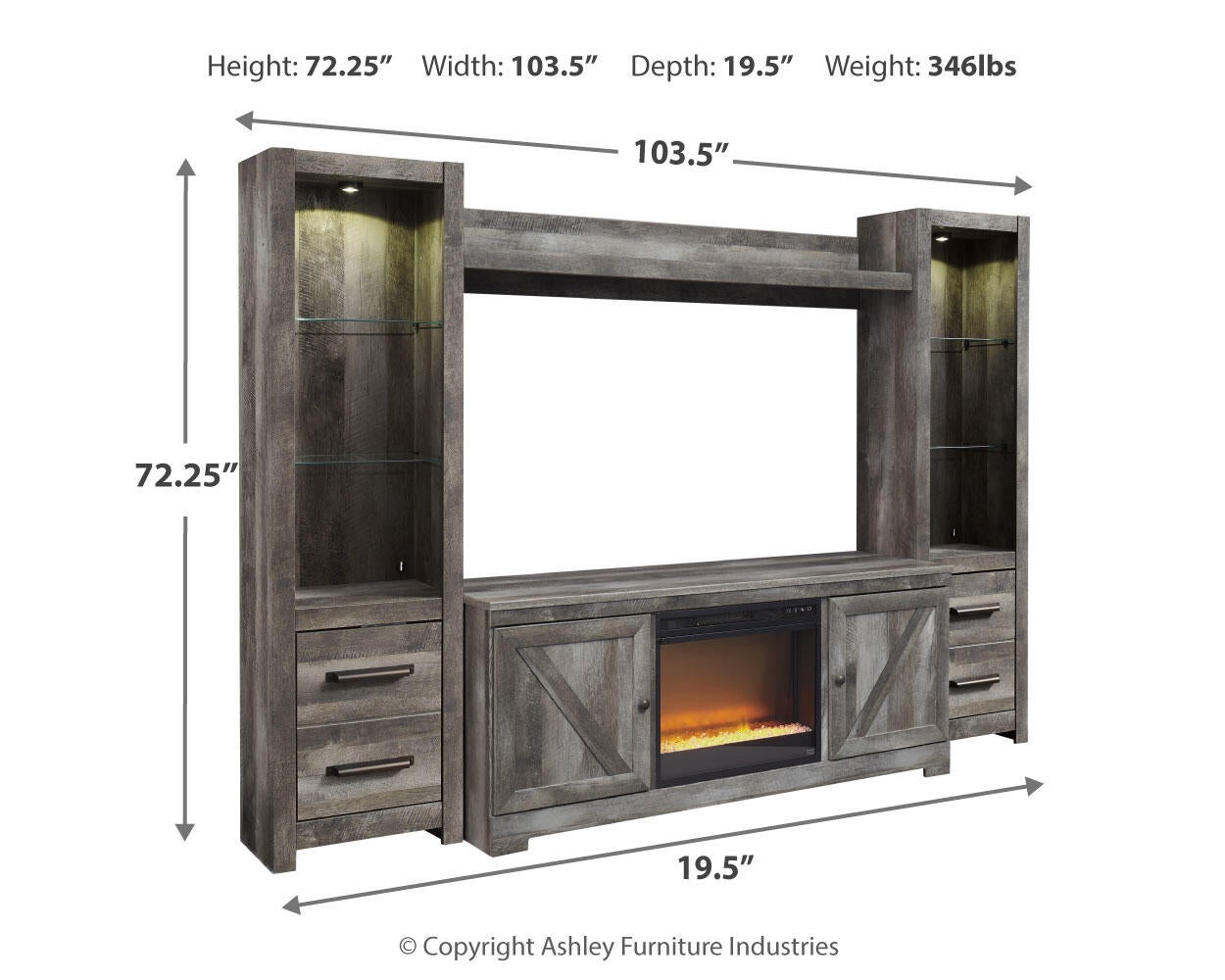 Wynnlow 4-Piece Entertainment Center with Electric Fireplace Signature Design by Ashley®