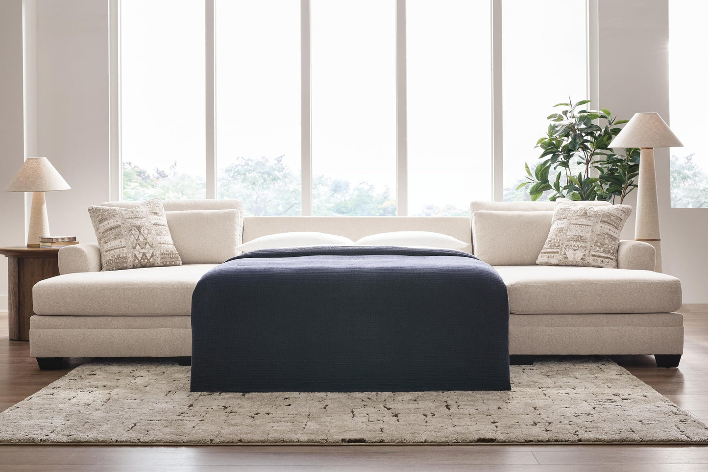 Mandi Point 3-Piece Double Chaise Sleeper Sectional Benchcraft®