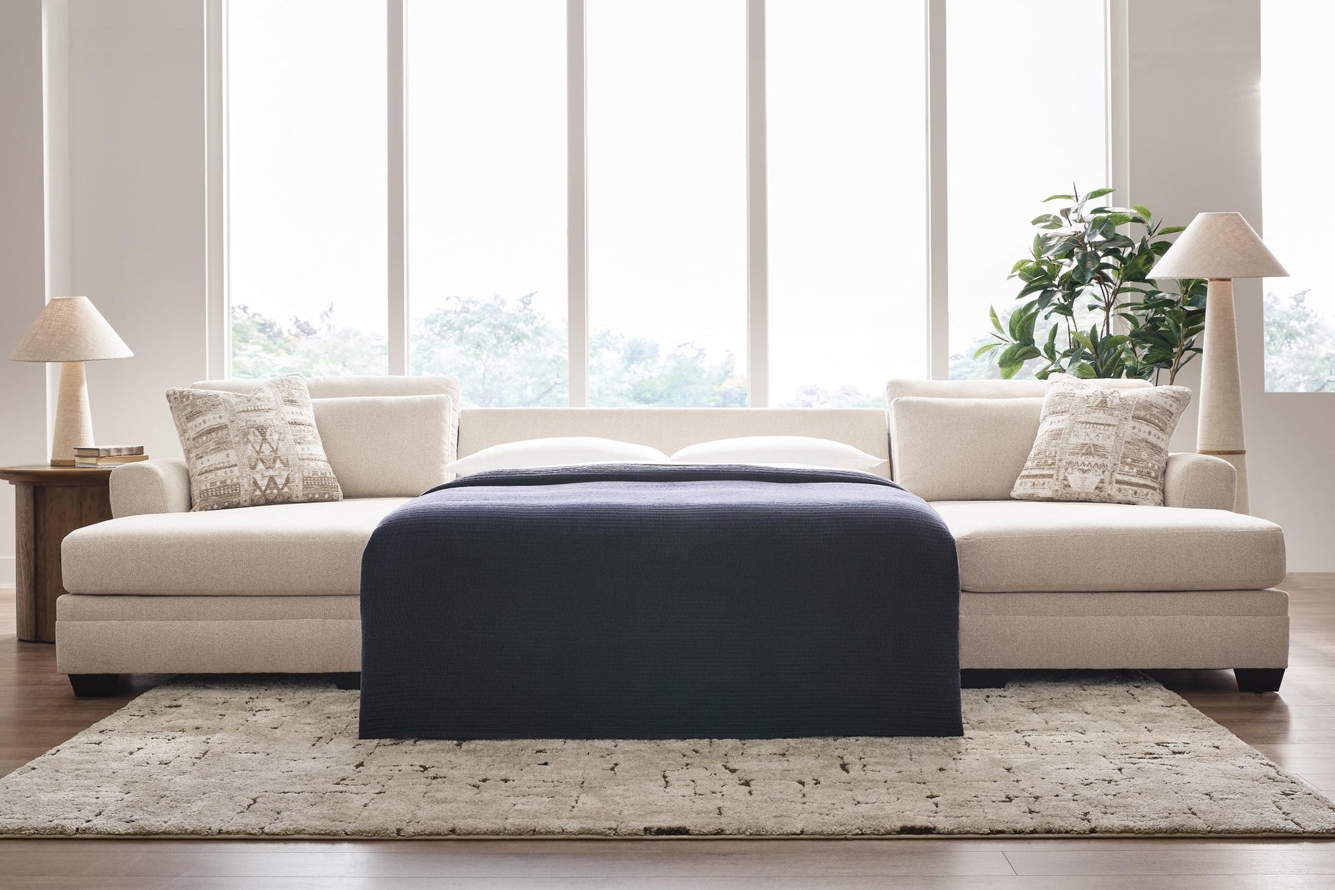 Mandi Point 3-Piece Double Chaise Sleeper Sectional Benchcraft®
