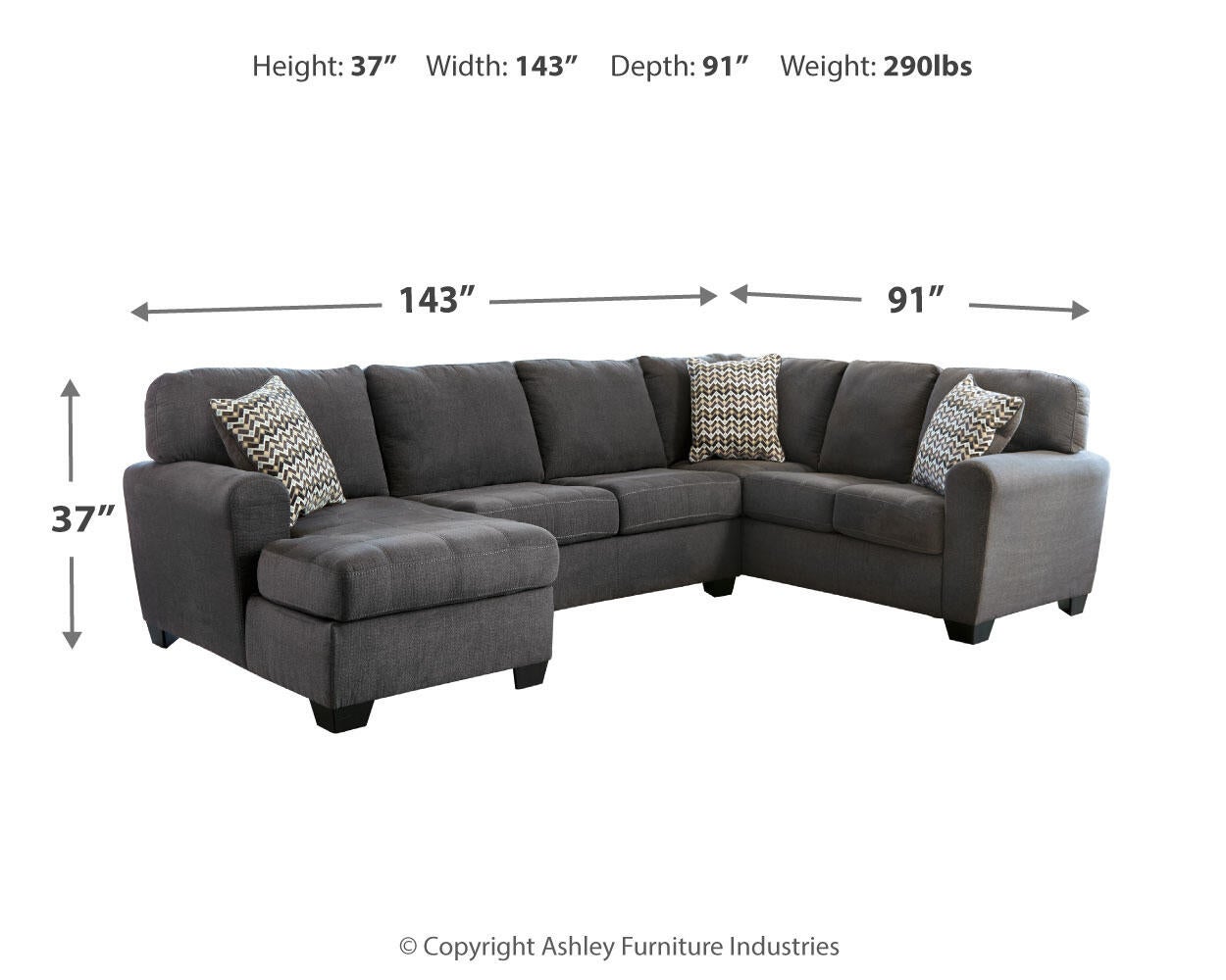 Ambee 3-Piece Sectional with Chaise Benchcraft®