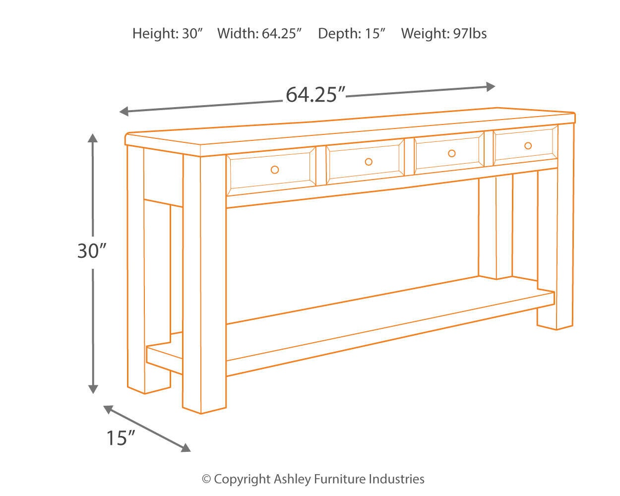 Gavelston Sofa Table Signature Design by Ashley®