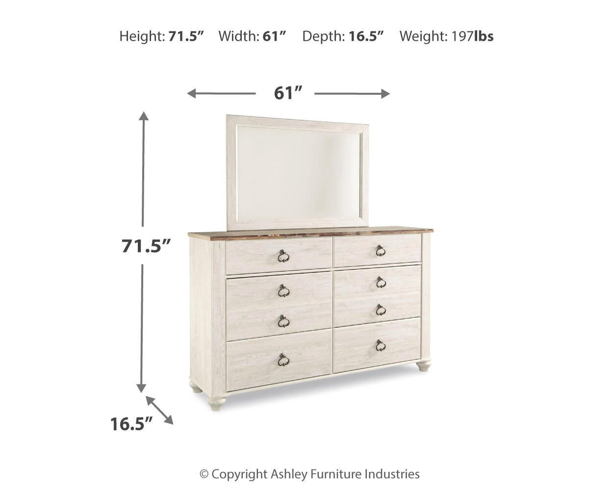 Willowton Dresser and Mirror Signature Design by Ashley®