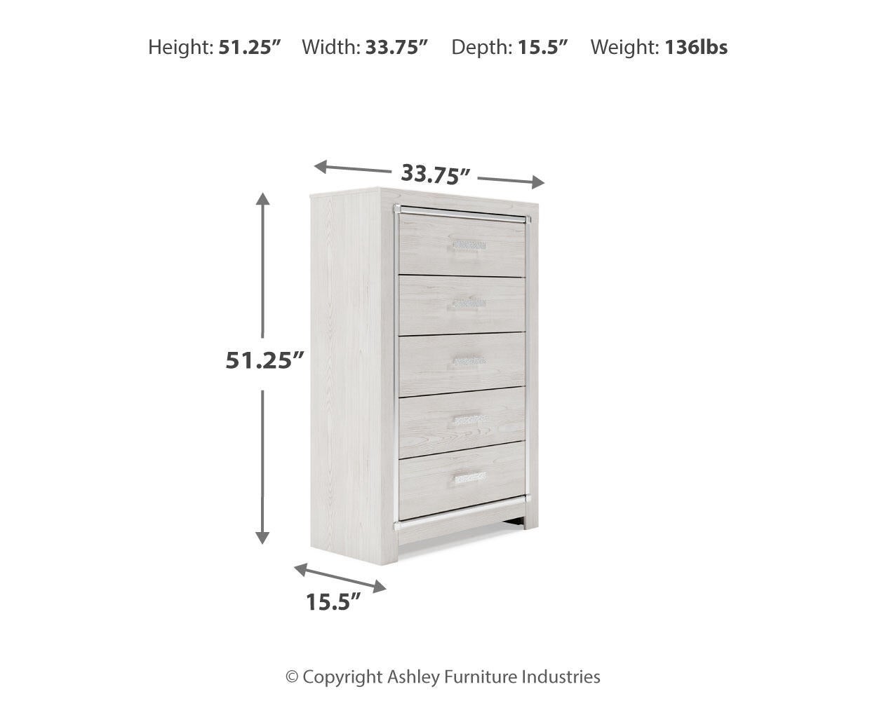 Altyra Five Drawer Chest Signature Design by Ashley®