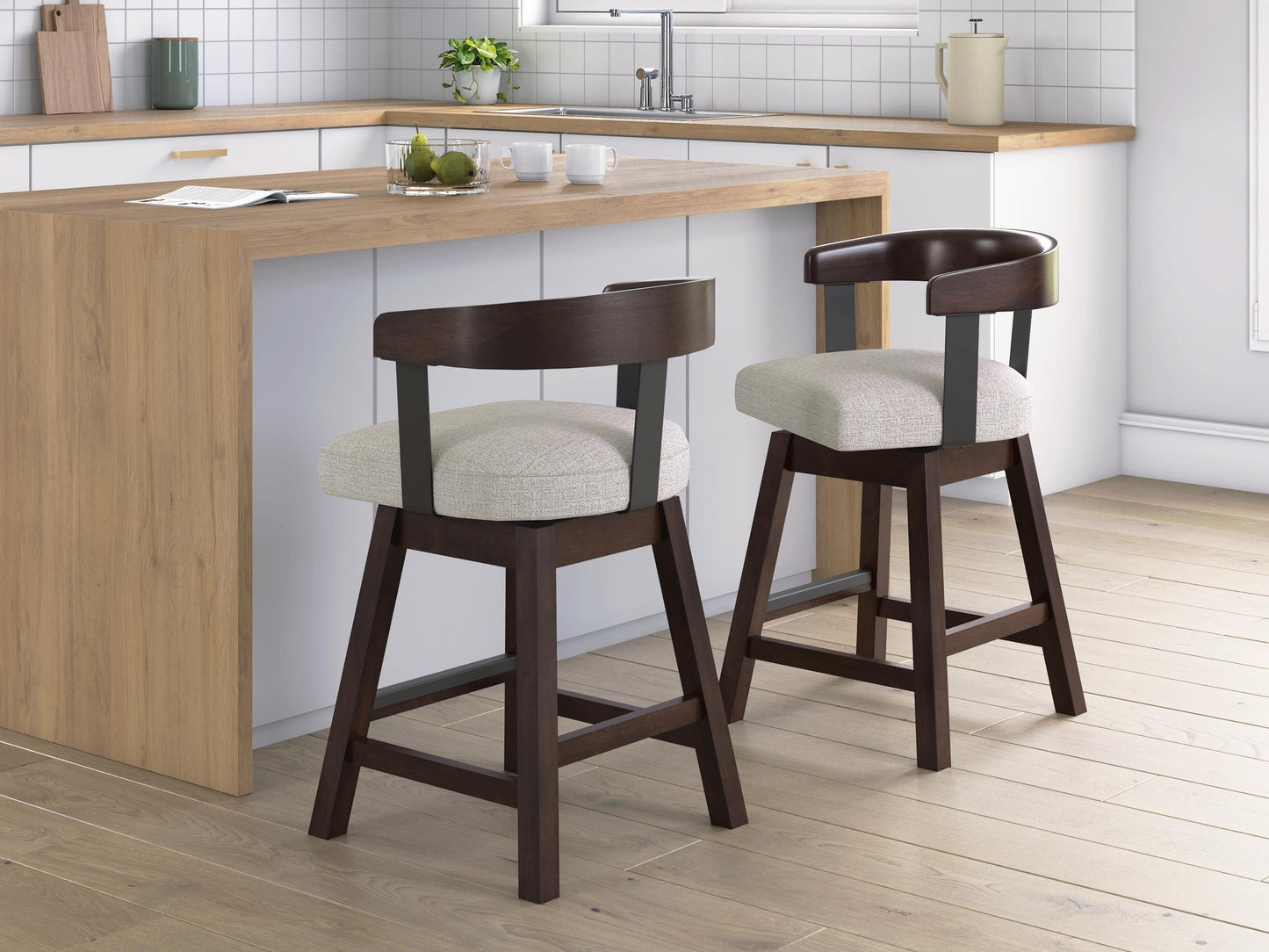 Haddigan UPH Swivel Barstool (2/CN) Signature Design by Ashley®