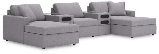 Modmax 5-Piece Double Storage Chaise Sectional with Audio Consoles Signature Design by Ashley®