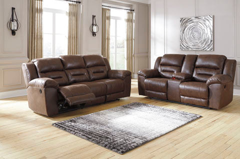39904-88-94 | Stoneland Chocolate Reclining Sofa & Double Reclining Loveseat with Console Ashley Furniture